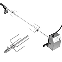 MVPower Asador Electrico Giratorio Automático- Pincho para Barbacoa de Acero Inoxidable Brocheta de 107cm con Motor